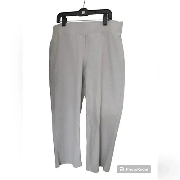 Eileen Fisher Viscose Stretch Crepe Cropped Pants Women’s Pants Soft Gray - Picture 1 of 4